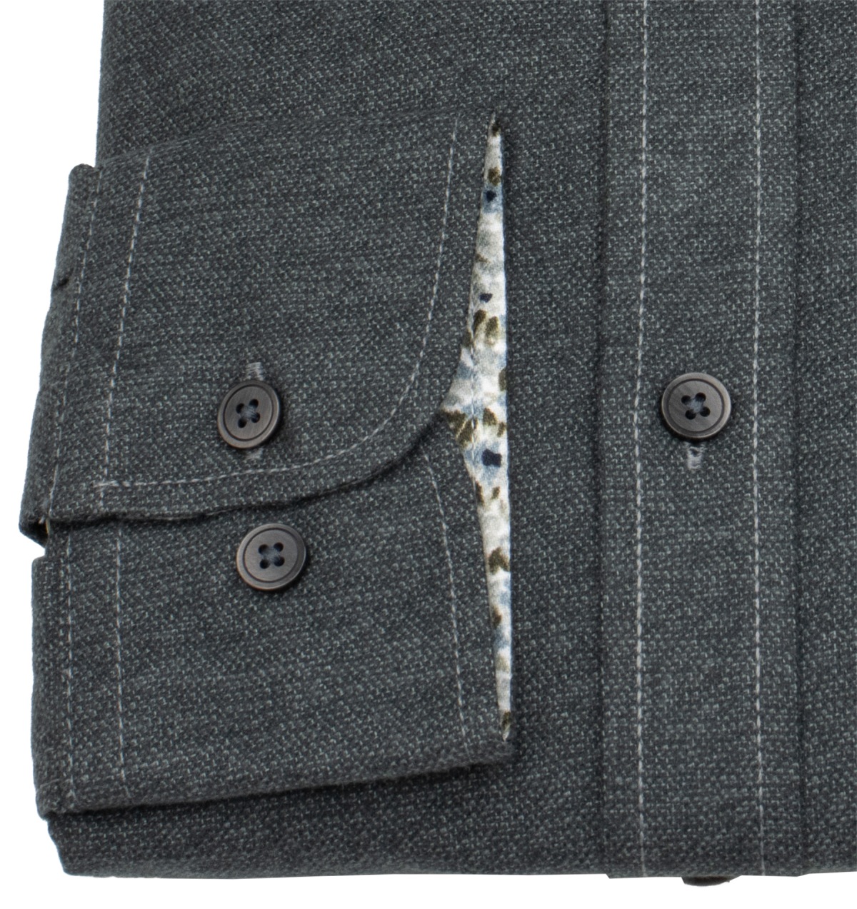 Casa Moda Hemd - Casual Fit - Button Down - leichter Flanell - anthrazit
