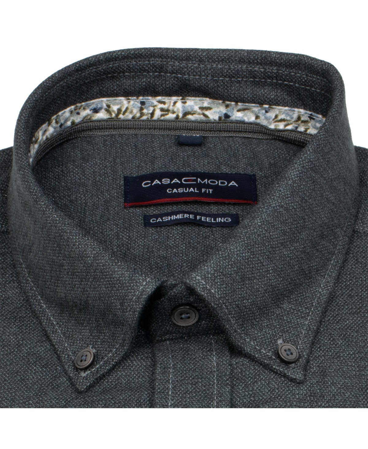 Casa Moda Hemd - Casual Fit - Button Down - leichter Flanell - anthrazit