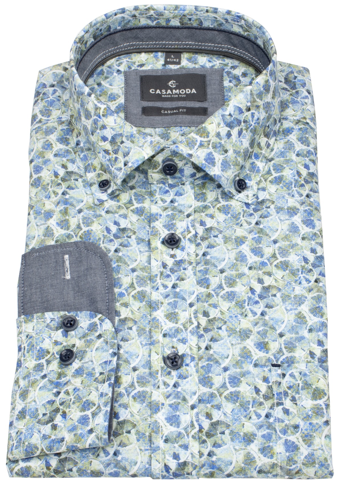 Casa Moda Hemd - Casual Fit - Button Down - mehrfarbig - extra langer 72cm Arm