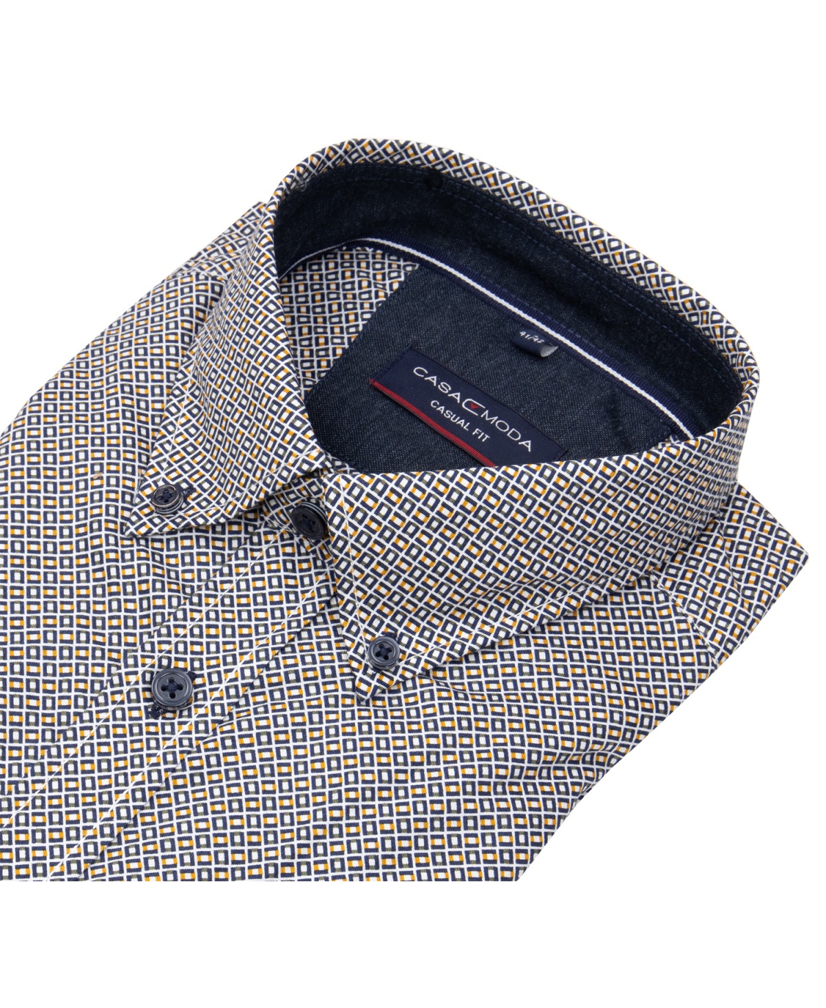 Casa Moda Hemd - Casual Fit - Button Down - Print - blau / gelb / weiß - ohne OVP