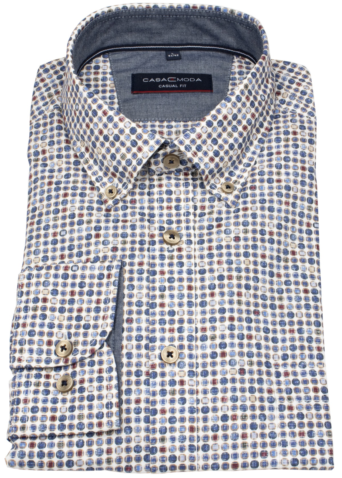 Casa Moda Hemd - Casual Fit - Button Down - Print - blau - ohne OVP