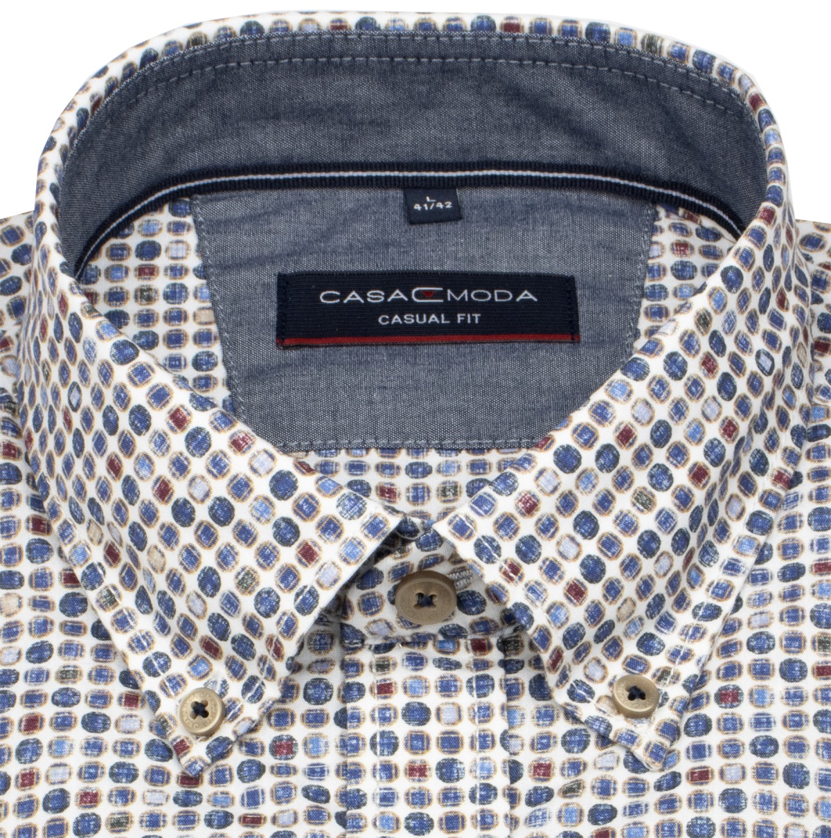Casa Moda Hemd - Casual Fit - Button Down - Print - blau - ohne OVP