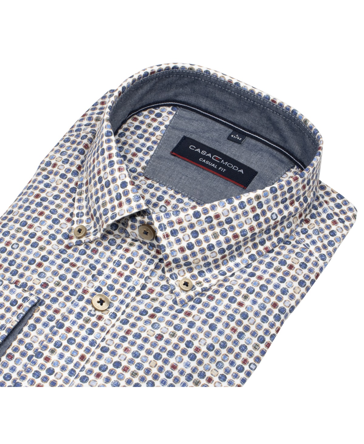 Casa Moda Hemd - Casual Fit - Button Down - Print - blau - ohne OVP