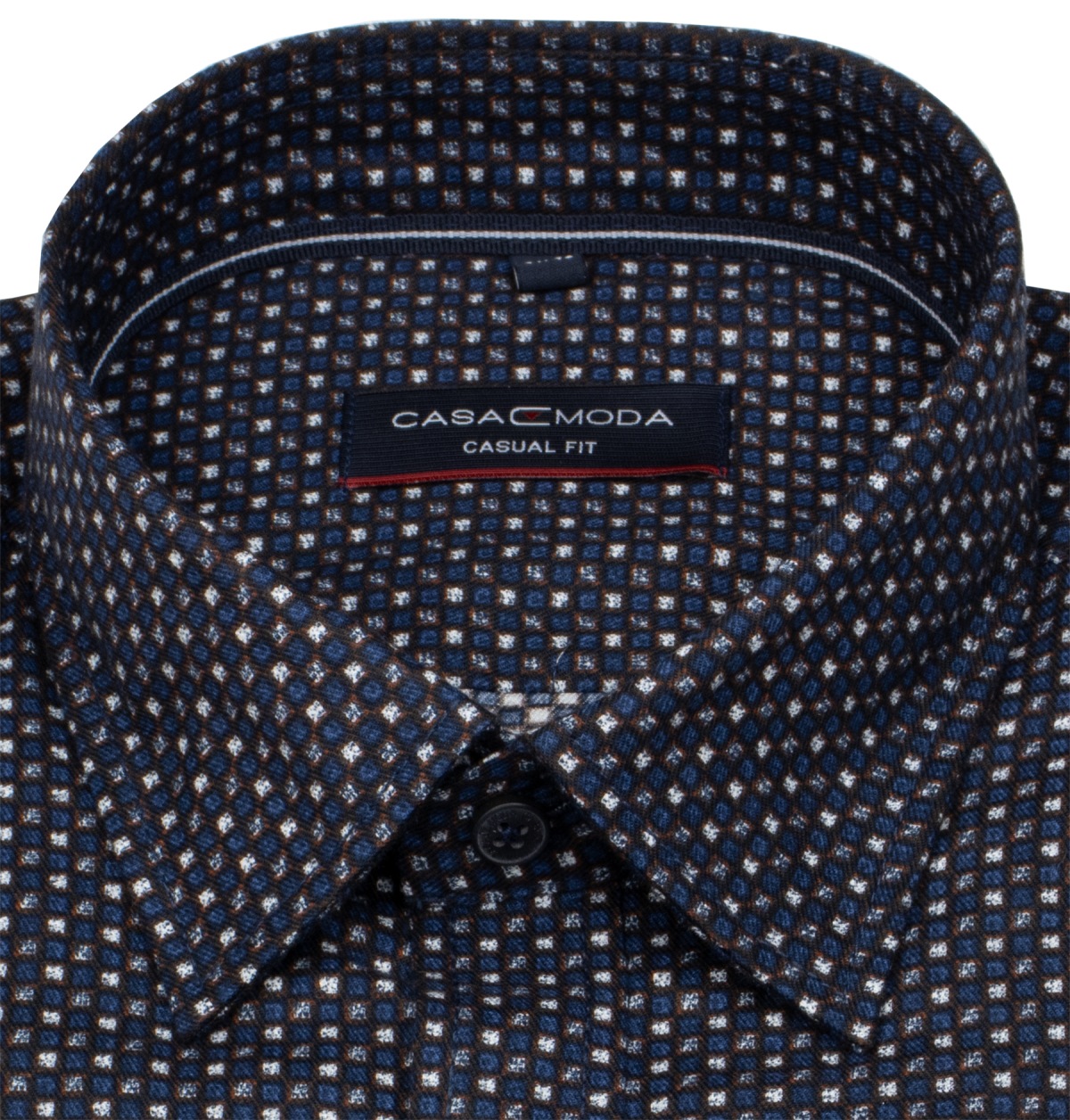 Casa Moda Hemd - Casual Fit - Kentkragen - leichter Flanell - kariert - blau / braun