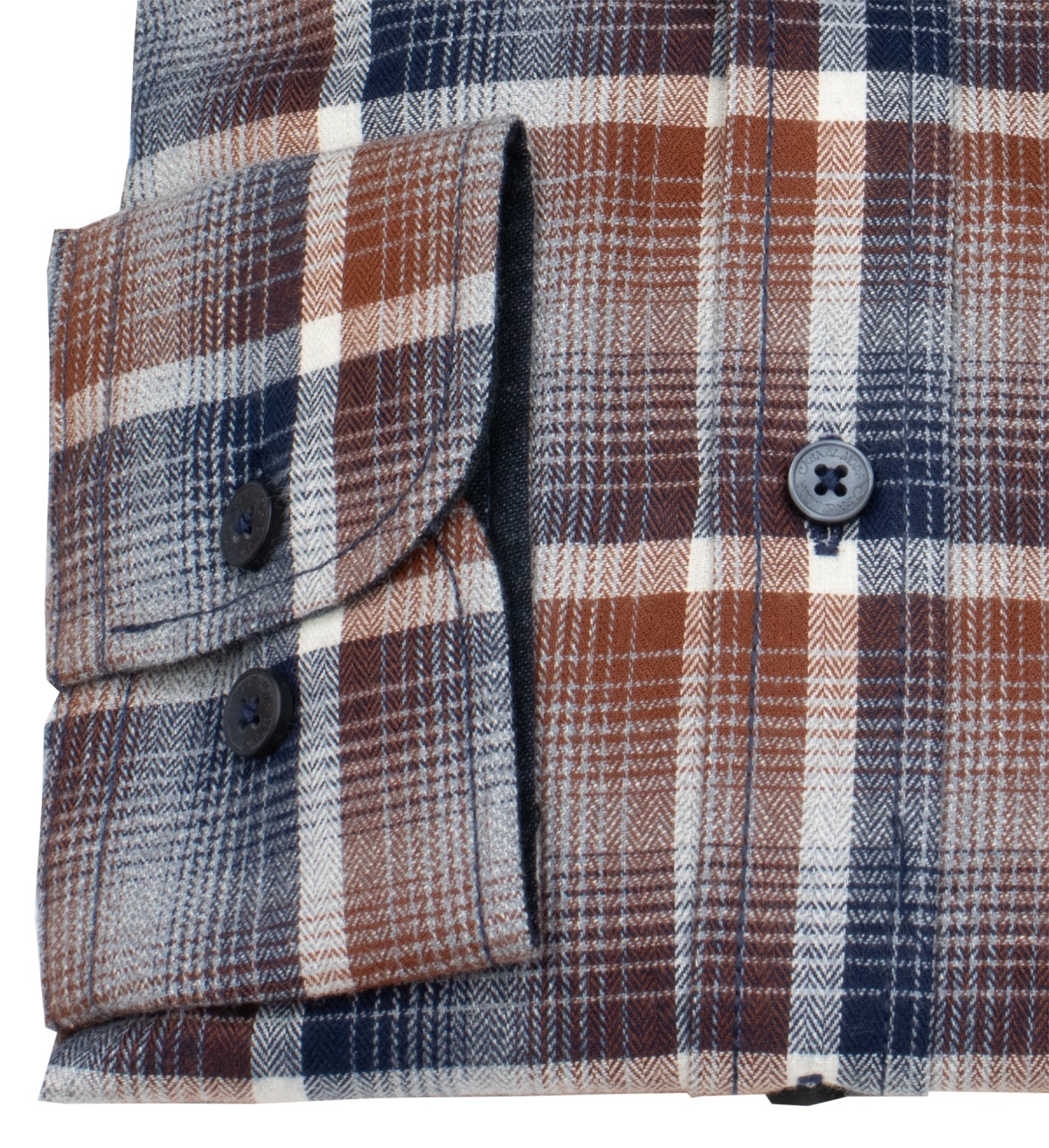 Casa Moda Hemd - Casual Fit - Kentkragen - leichter Flanell - kariert - blau / braun