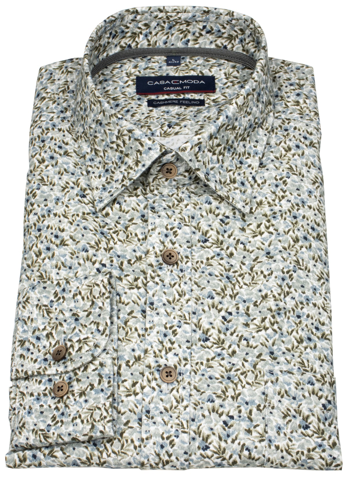 Casa Moda Hemd - Casual Fit - Kentkragen - leichter Flanell - Print - mehrfarbig - ohne OVP