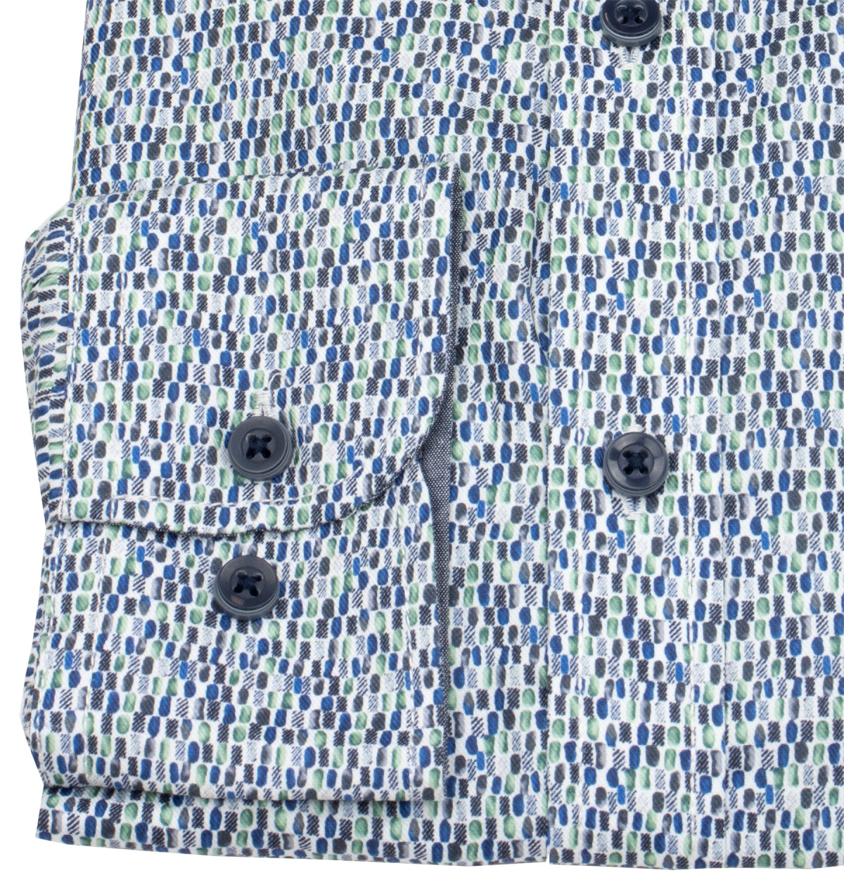 Casa Moda Hemd - Comfort Fit - Button Down - Kontrastknöpfe - Print - blau