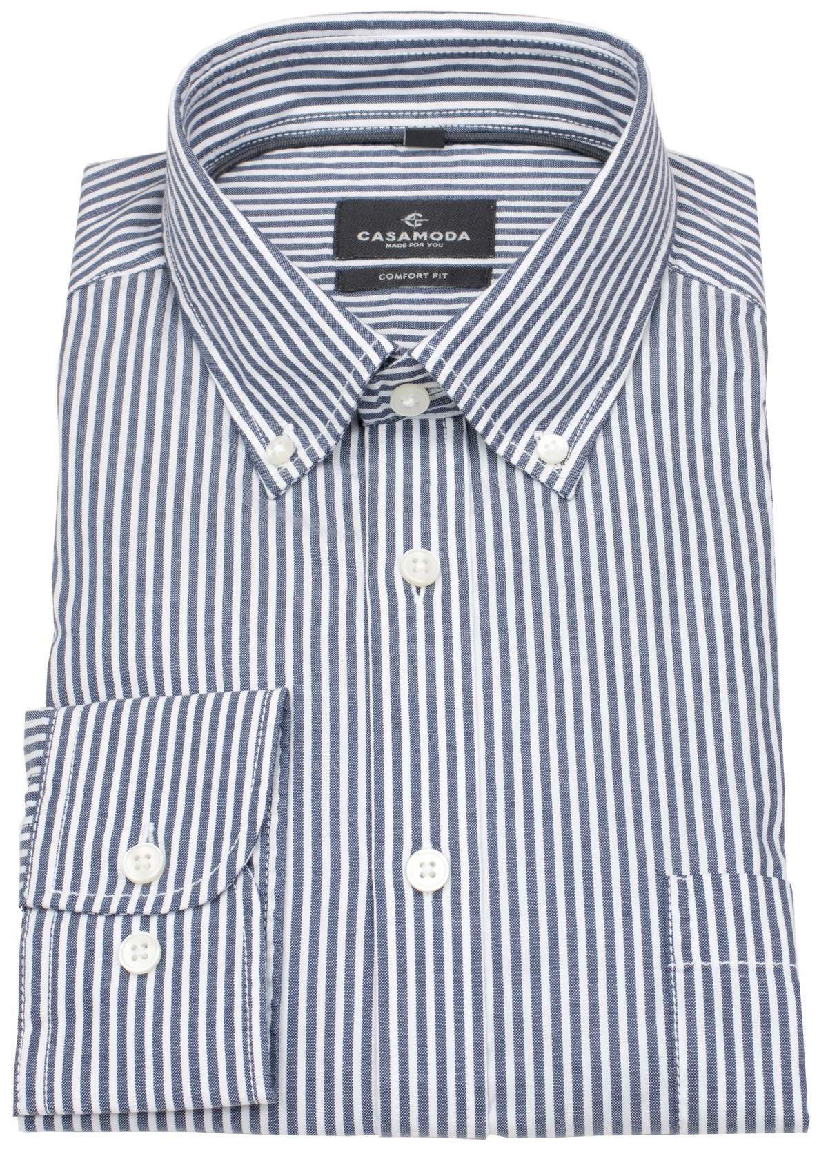 Casa Moda Hemd - Comfort Fit - Button Down Kragen - Streifen - blau / weiß