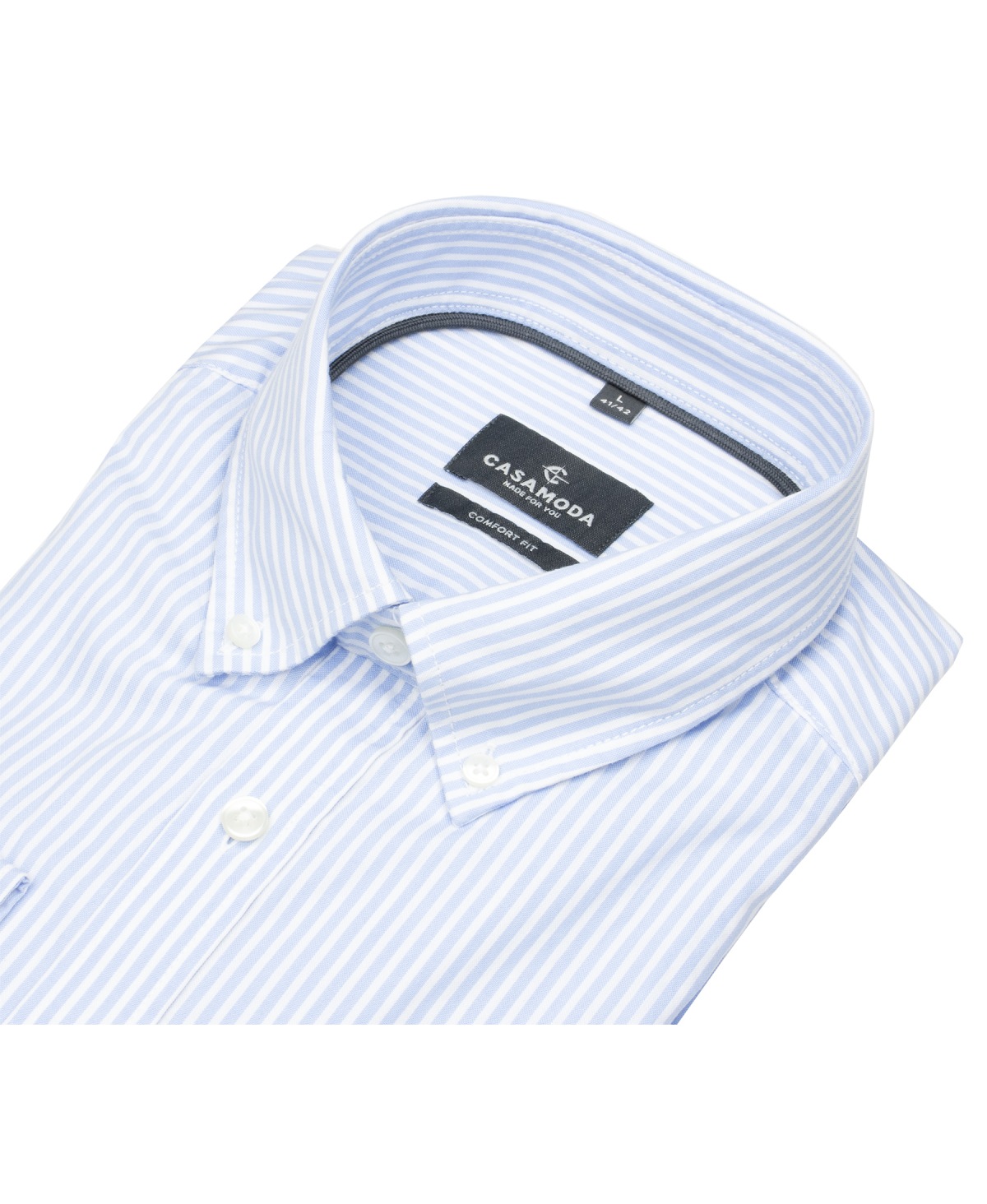 Casa Moda Hemd - Comfort Fit - Button Down Kragen - Streifen - hellblau / weiß