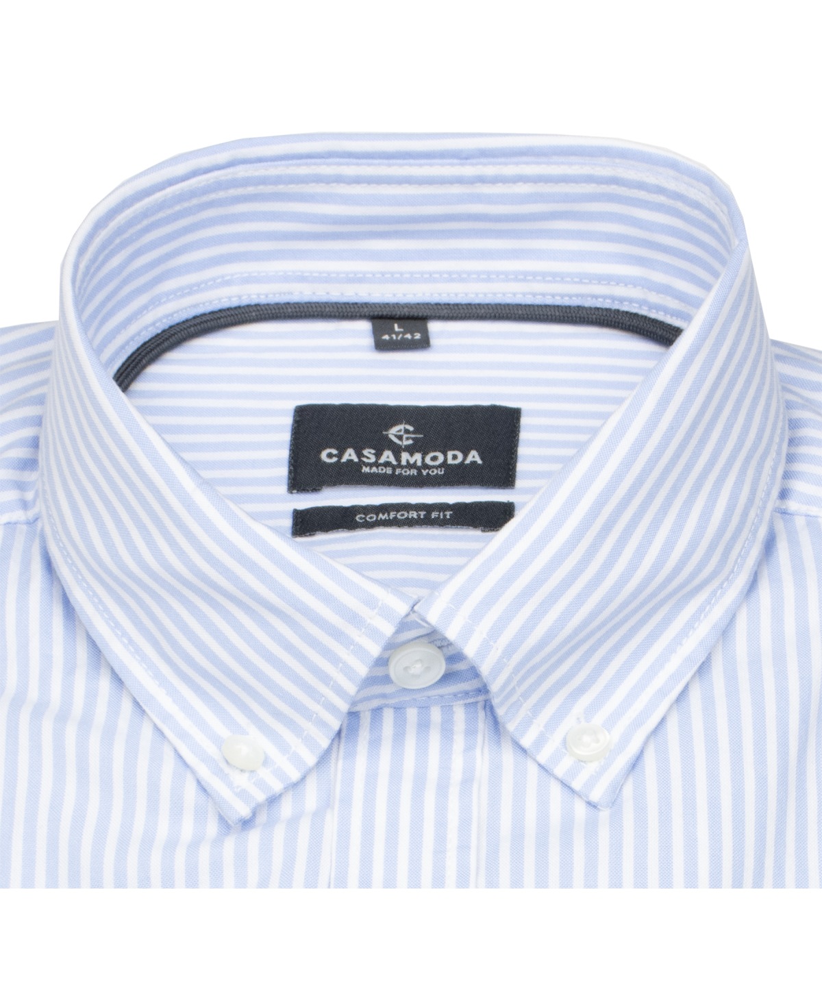 Casa Moda Hemd - Comfort Fit - Button Down Kragen - Streifen - hellblau / weiß