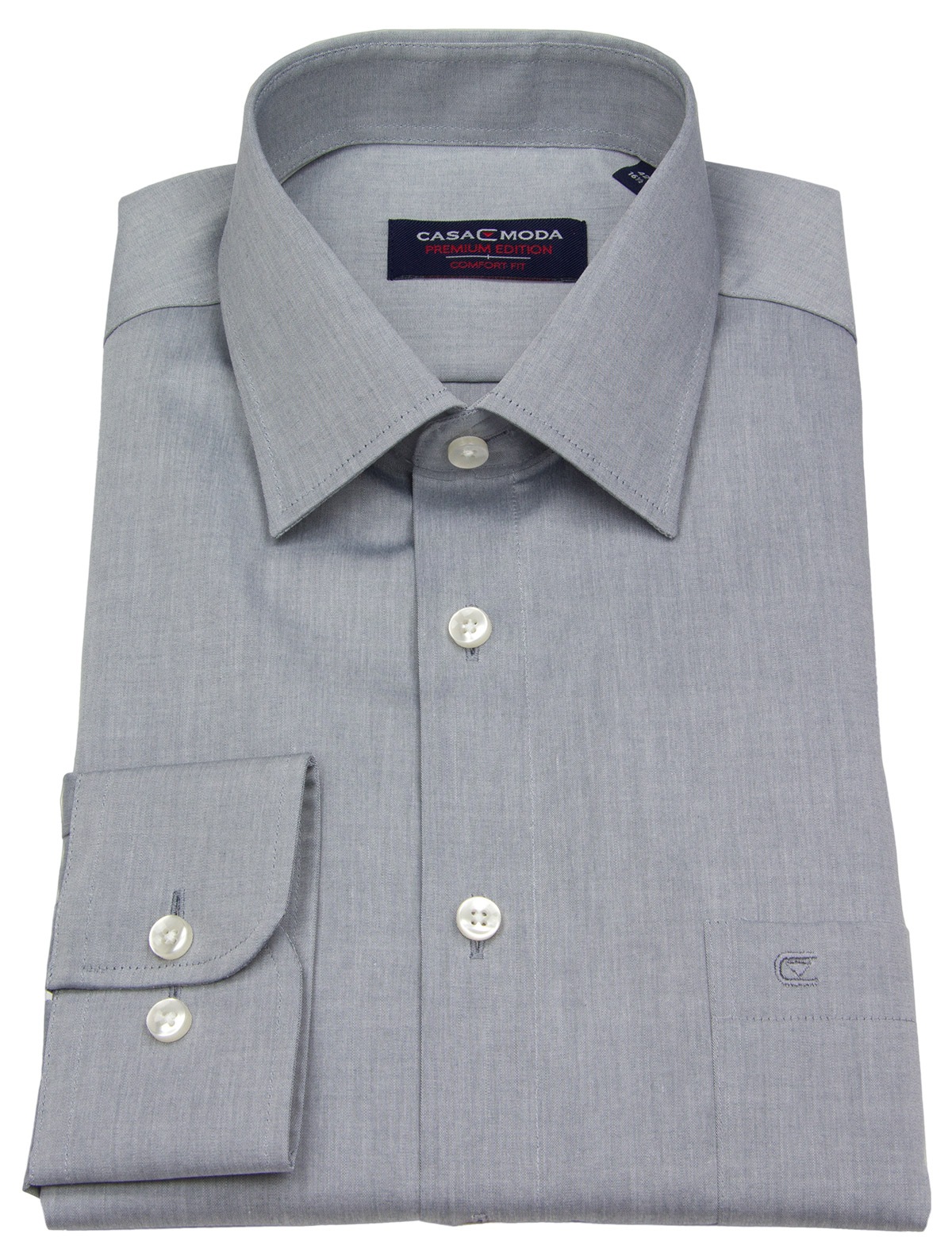 Casa Moda Hemd - Comfort Fit - Chambray - grau - extra kurzer Arm 58cm