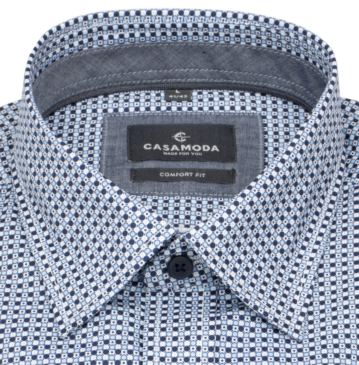 Casa Moda Hemd - Comfort Fit - Kentkragen - Print - blau / hellblau