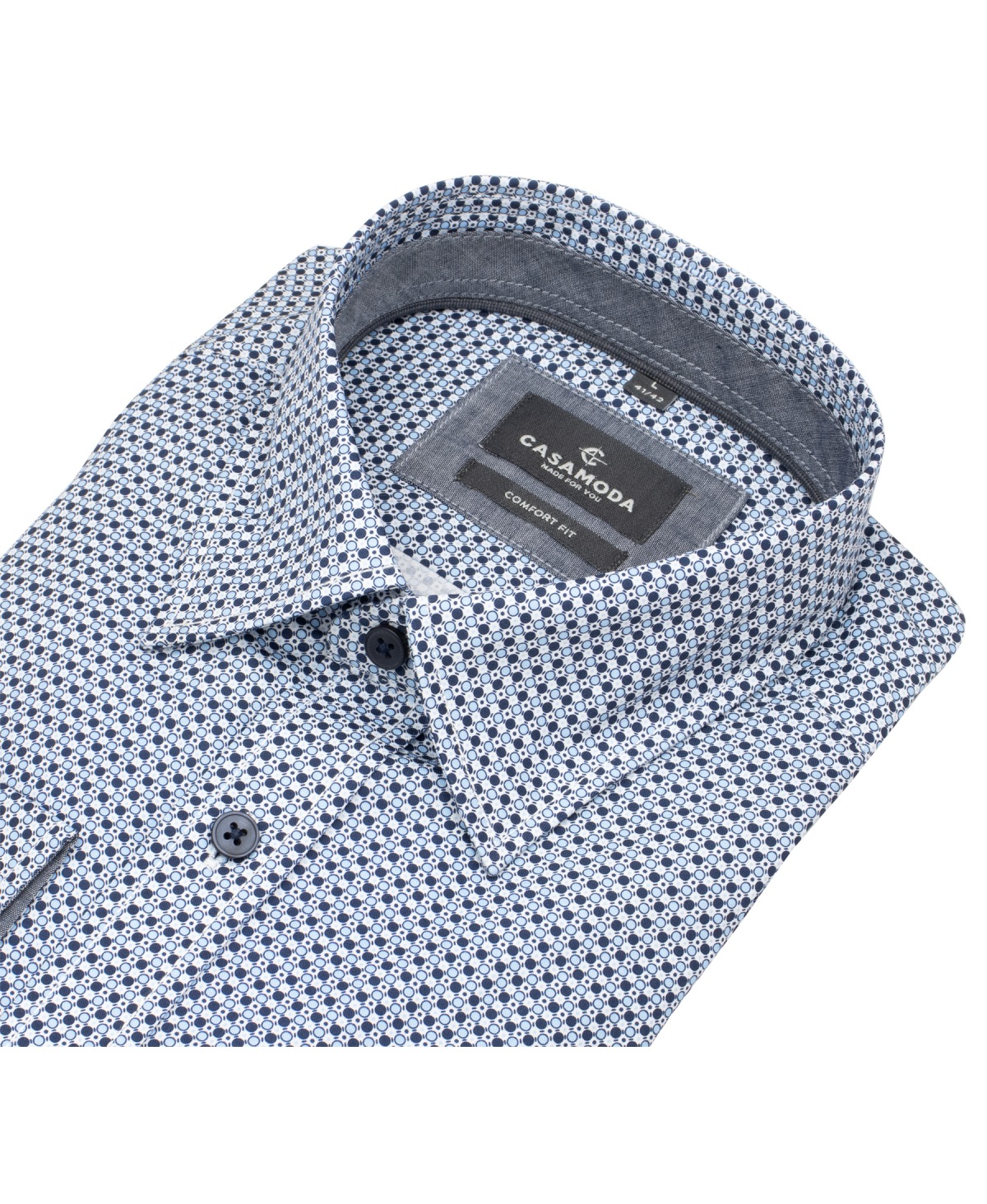 Casa Moda Hemd - Comfort Fit - Kentkragen - Print - blau / hellblau