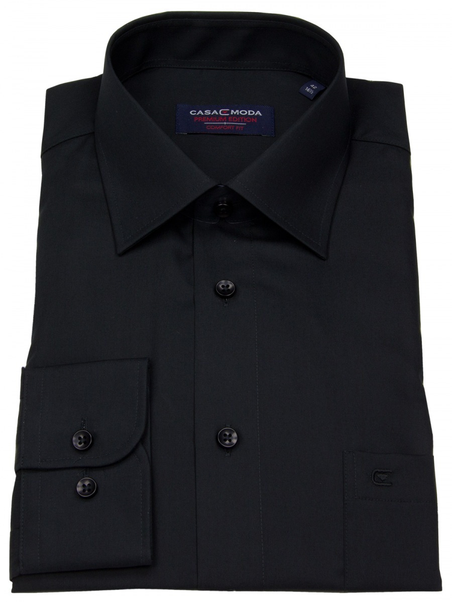 Casa Moda Hemd - Comfort Fit - schwarz - extra langer Arm 69cm