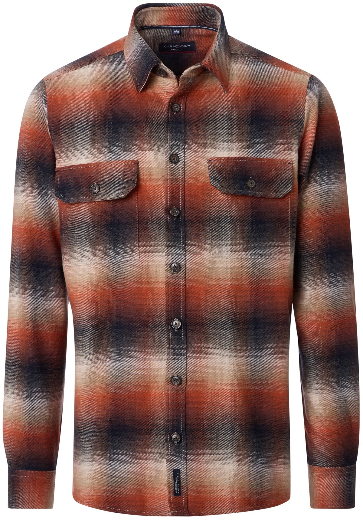Casa Moda Hemdjacke - Casual Fit - Flanell - mehrfarbig