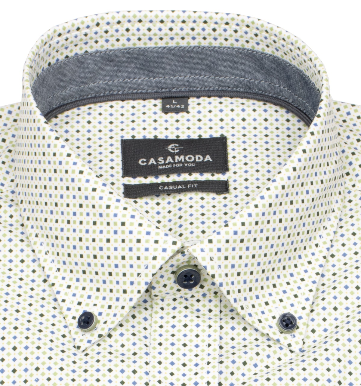 Casa Moda Kurzarmhemd - Casual Fit - Button Down - Kontrastknöpfe - Print - mehrfarbig