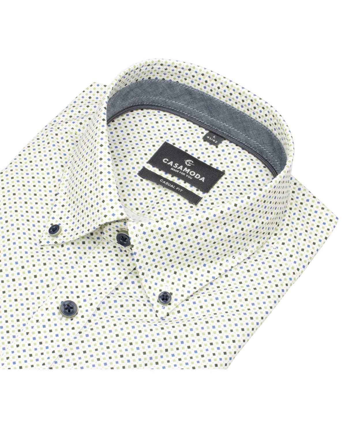 Casa Moda Kurzarmhemd - Casual Fit - Button Down - Kontrastknöpfe - Print - mehrfarbig