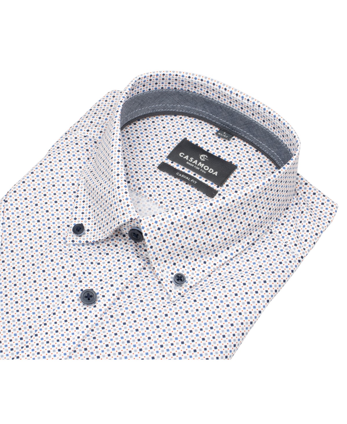 Casa Moda Kurzarmhemd - Casual Fit - Button Down - Kontrastknöpfe - Print - mehrfarbig