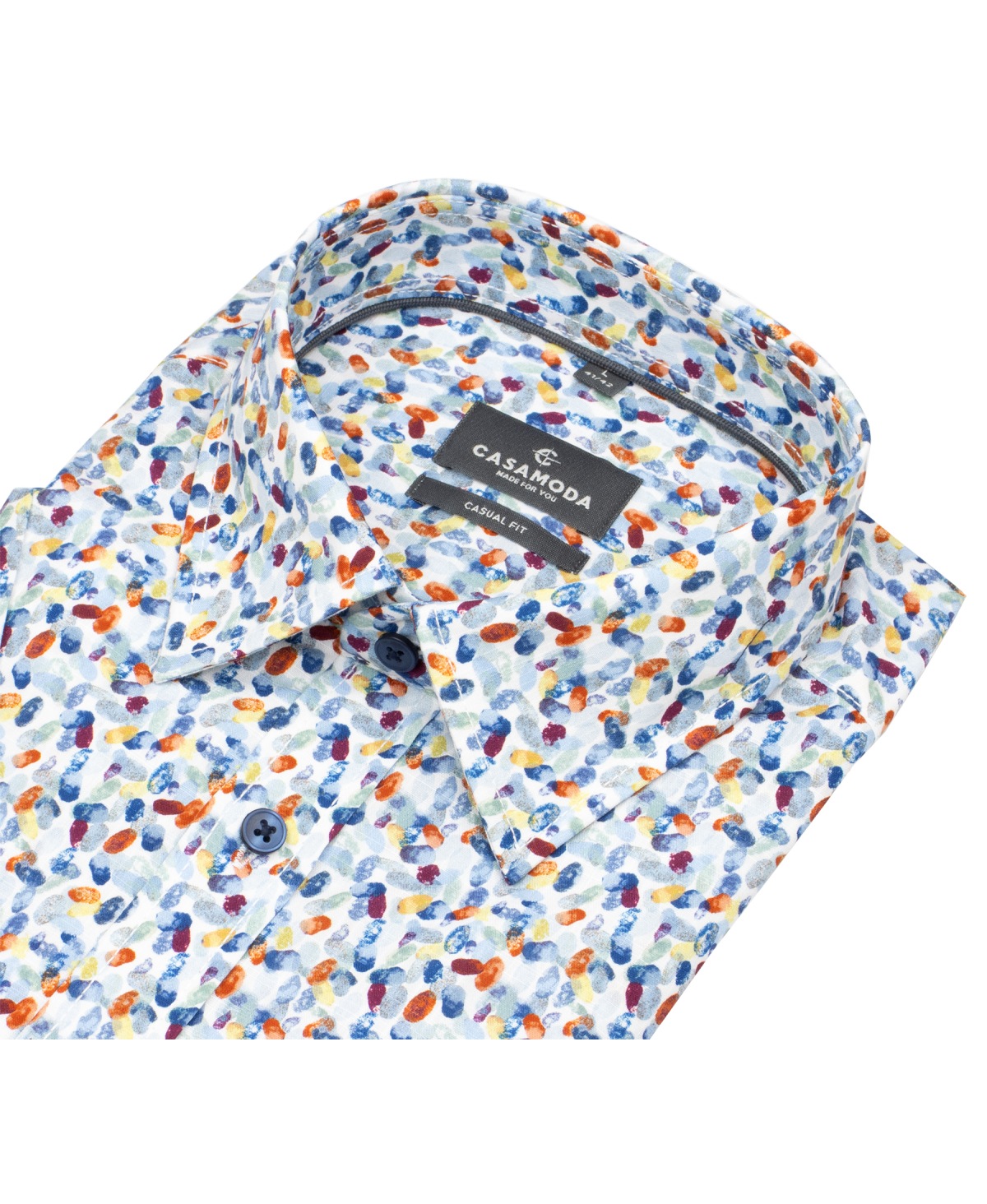 Casa Moda Kurzarmhemd - Casual Fit - Print - Kontrastknöpfe - mehrfarbig