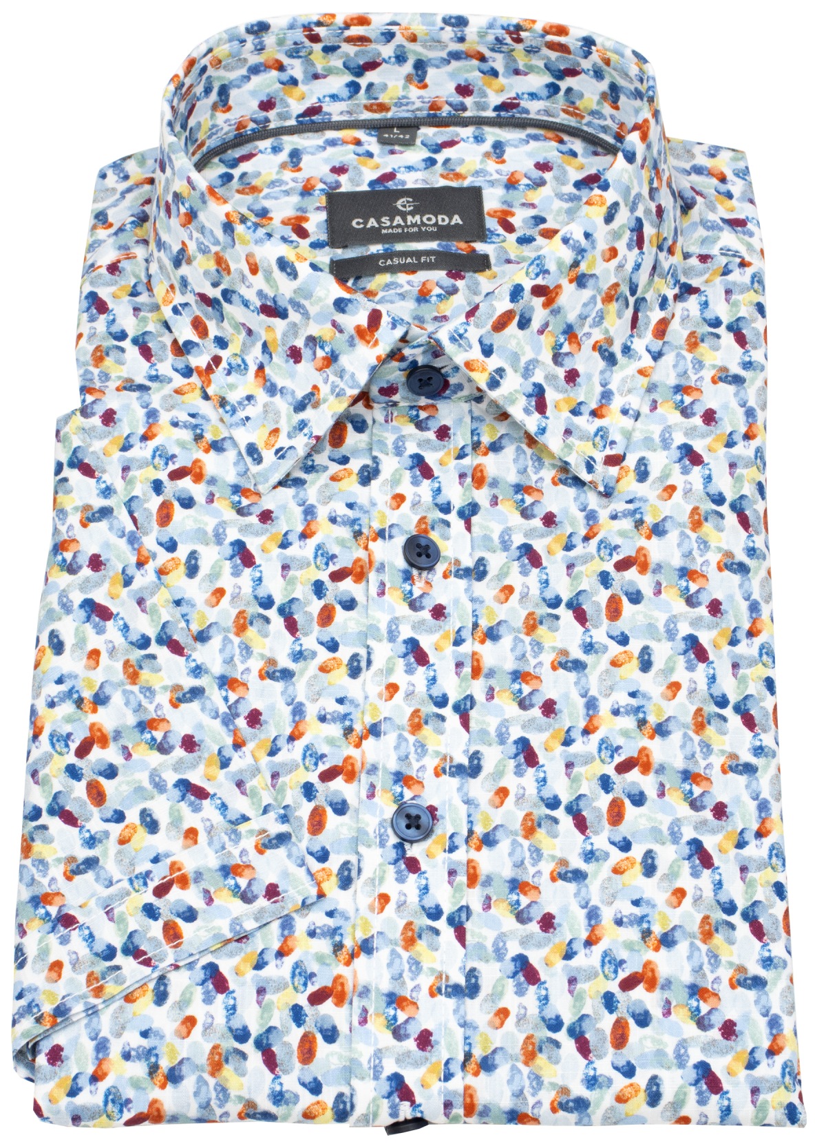 Casa Moda Kurzarmhemd - Casual Fit - Print - Kontrastknöpfe - mehrfarbig