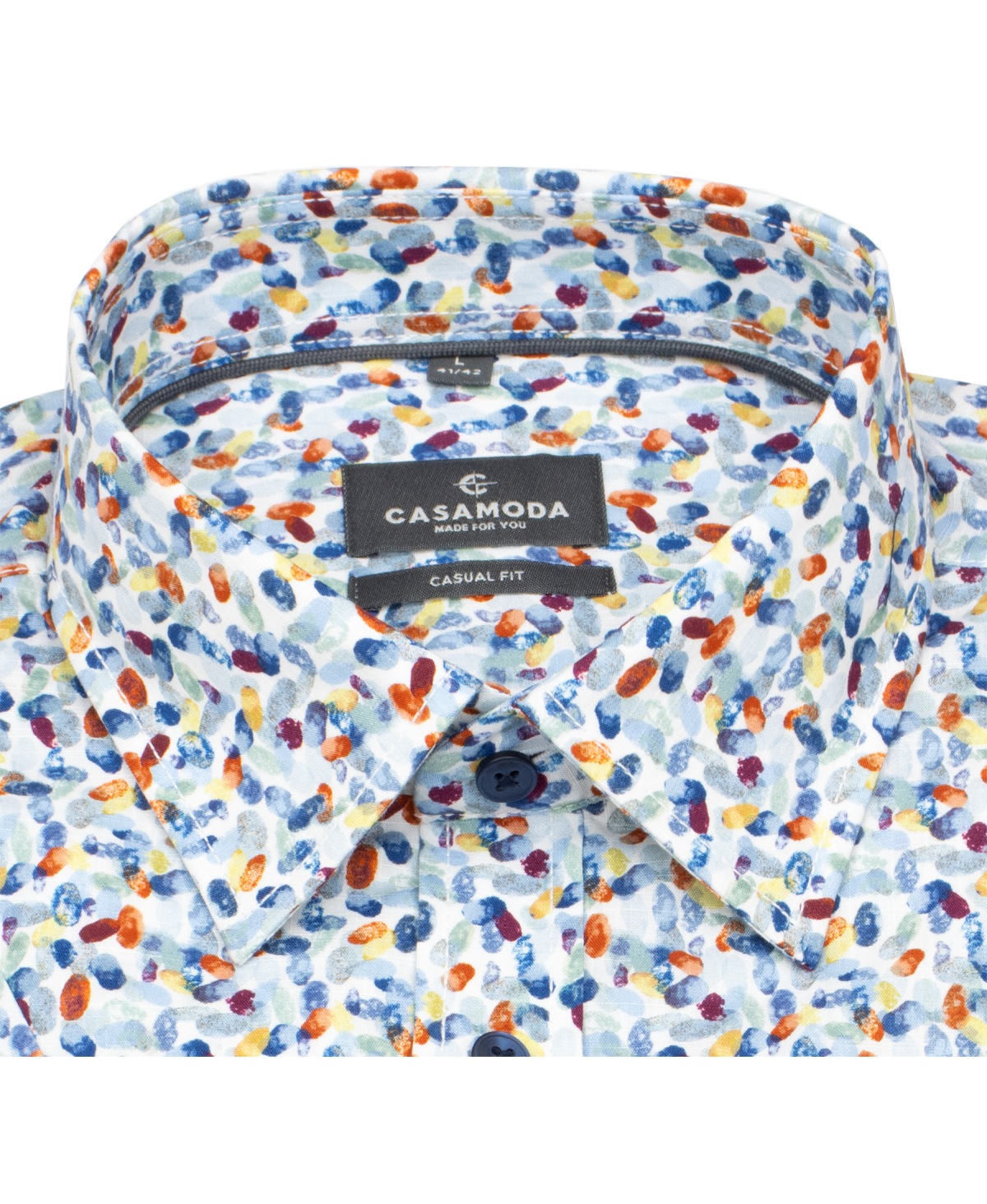 Casa Moda Kurzarmhemd - Casual Fit - Print - Kontrastknöpfe - mehrfarbig