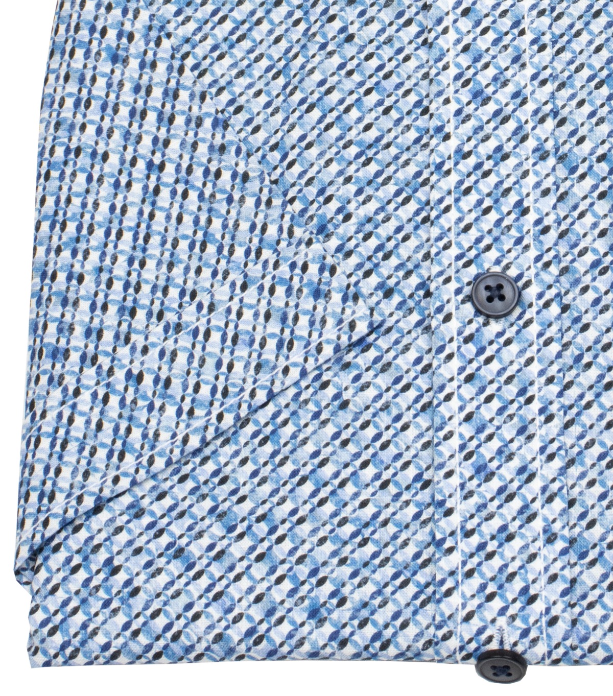 Casa Moda Kurzarmhemd - Comfort Fit - Kontrastknöpfe - Print - blau