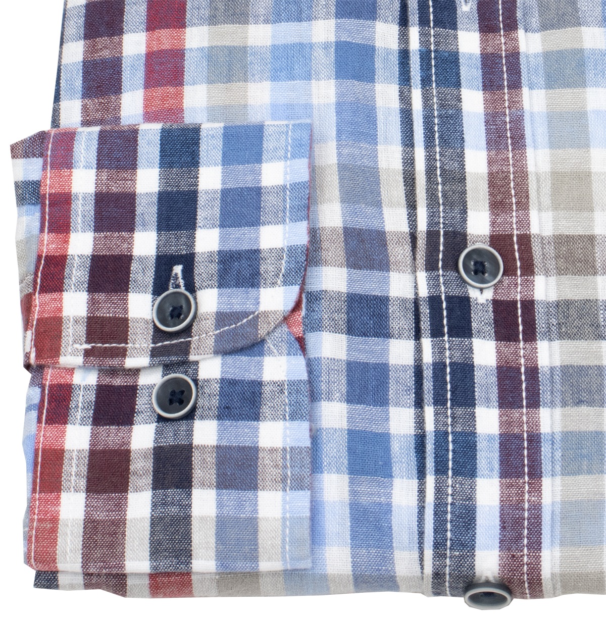 Casa Moda Leinenhemd - Casual Fit - Button Down Kragen - kariert - rot