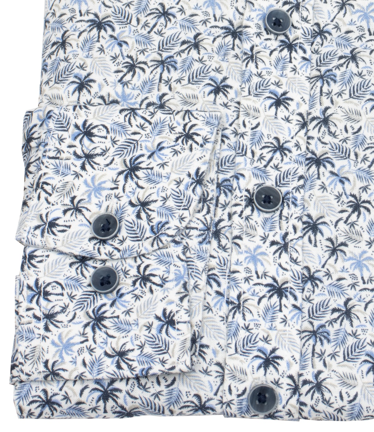 Casa Moda Leinenhemd - Casual Fit - Button Down Kragen - Palmen - blau