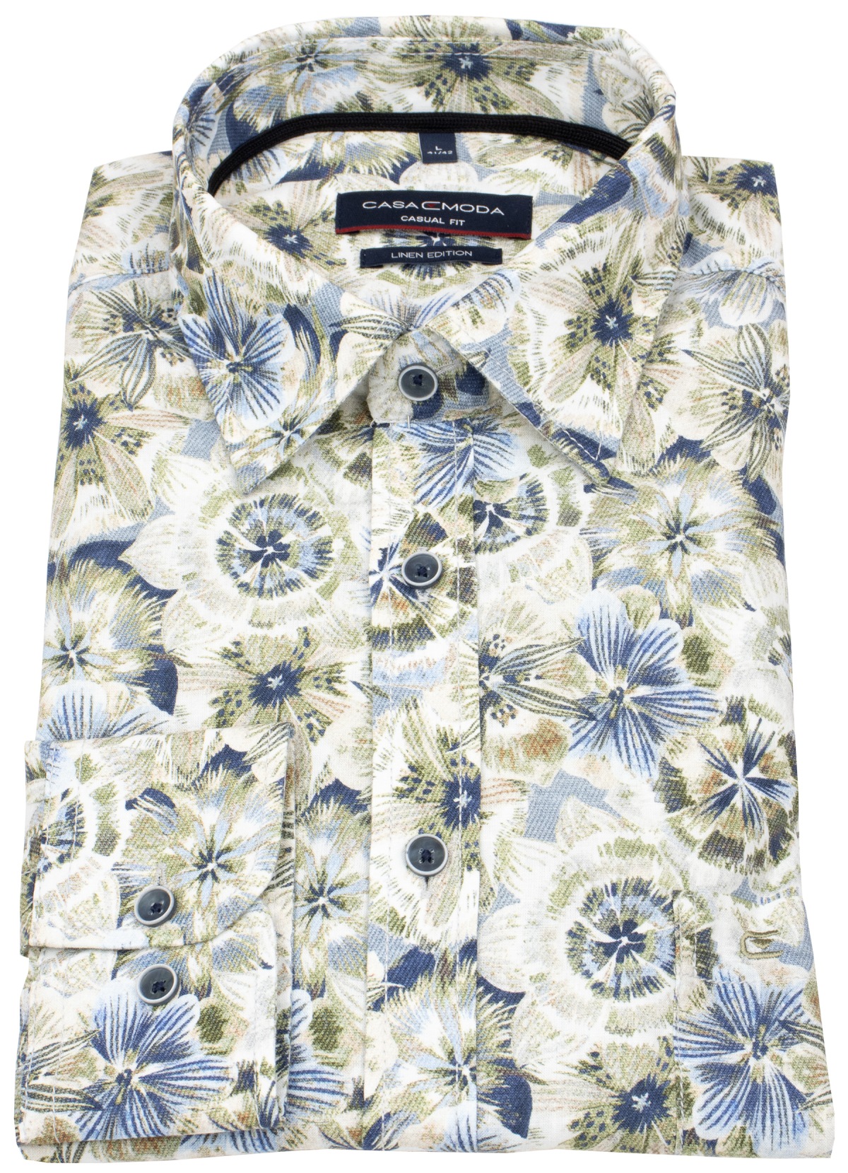 Casa Moda Leinenhemd - Casual Fit - Kentkragen - Print - mehrfarbig - ohne OVP