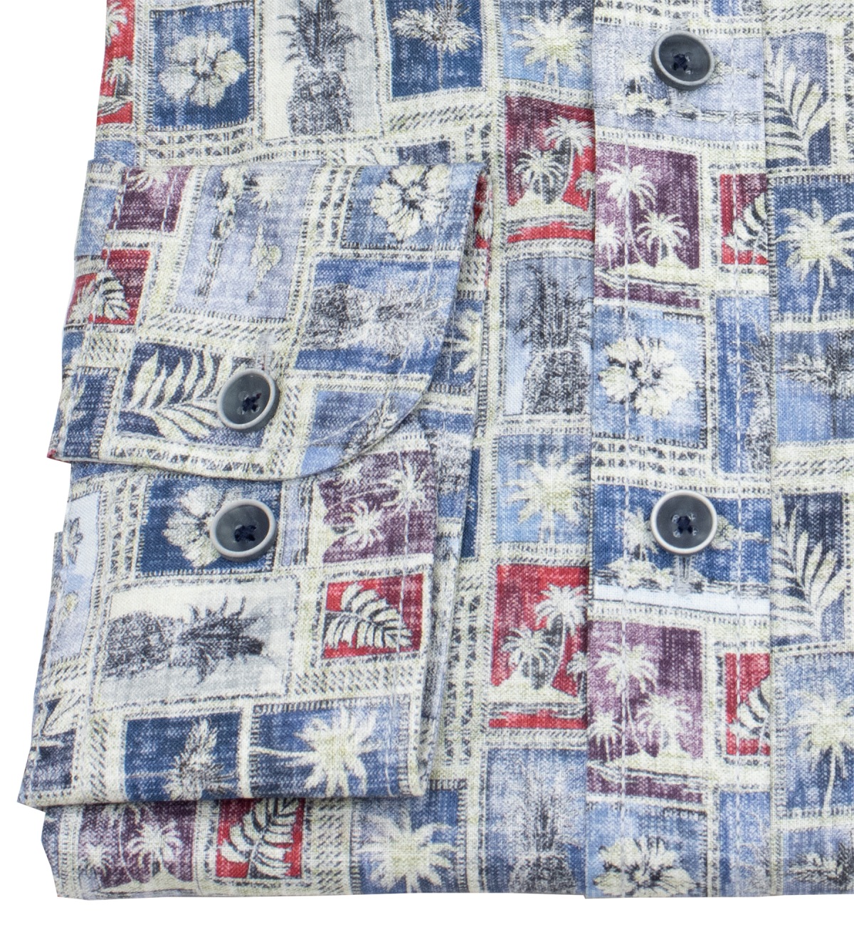 Casa Moda Leinenhemd - Casual Fit - sommerlicher Print - blau