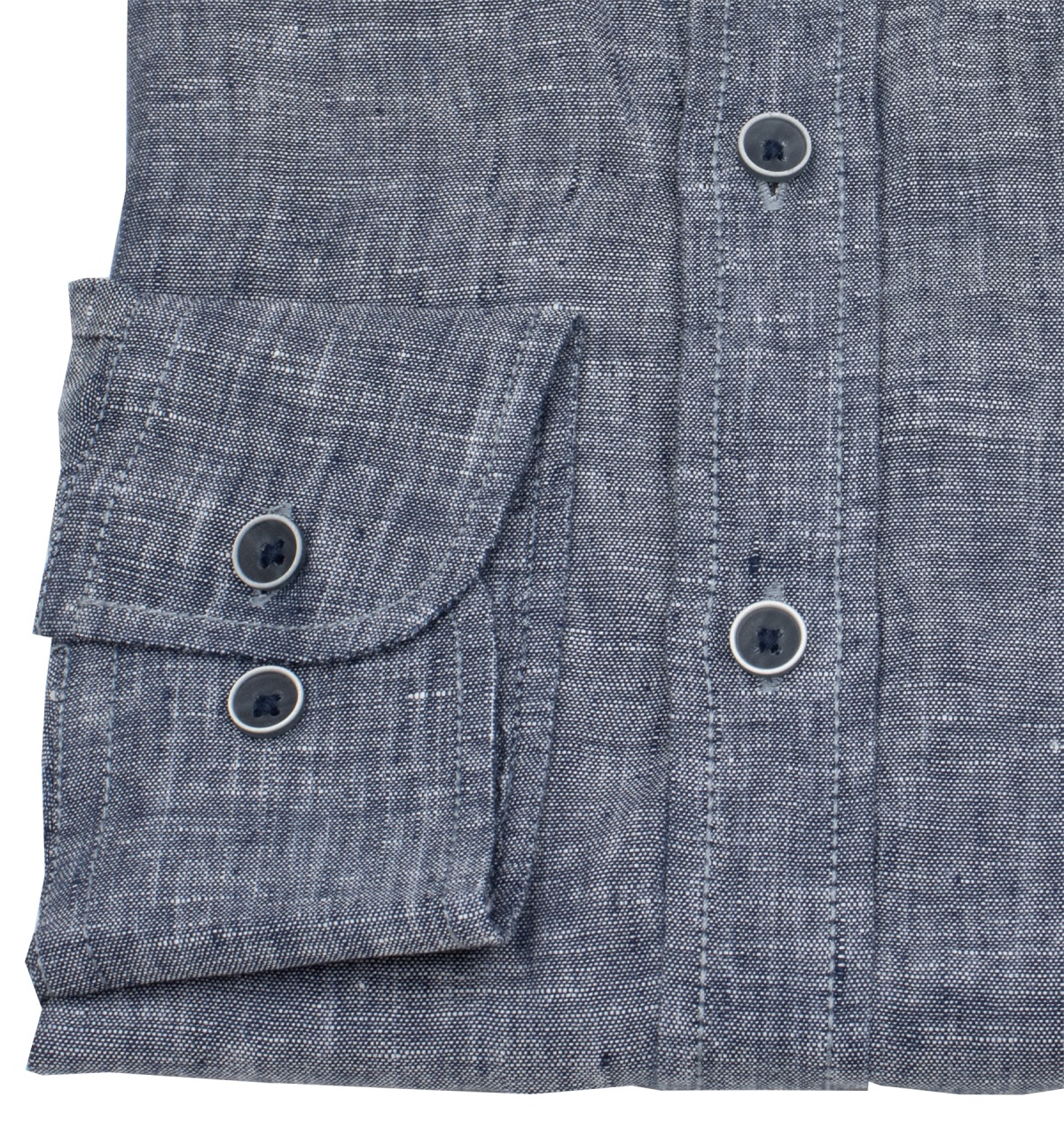 Casa Moda Leinenhemd - Casual Fit - Stehkragen - blau