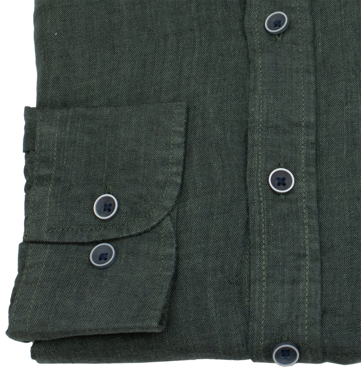 Casa Moda Leinenhemd - Casual Fit - Stehkragen - grün