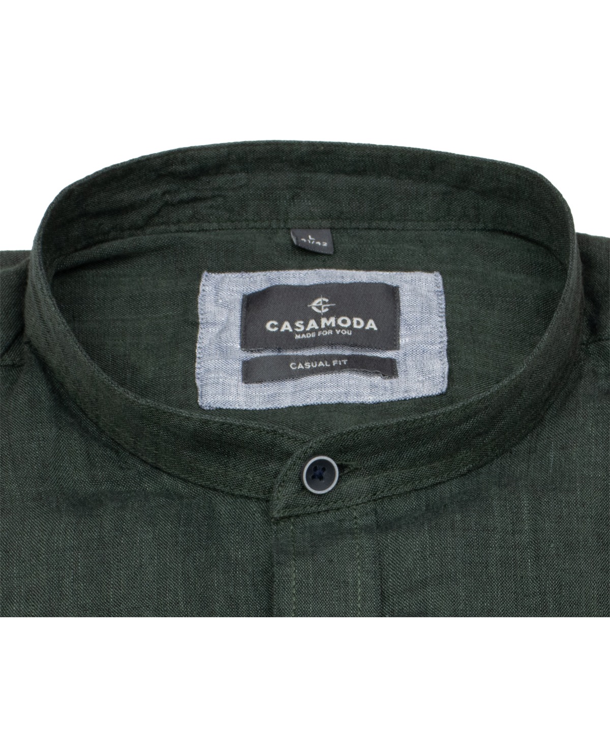 Casa Moda Leinenhemd - Casual Fit - Stehkragen - grün