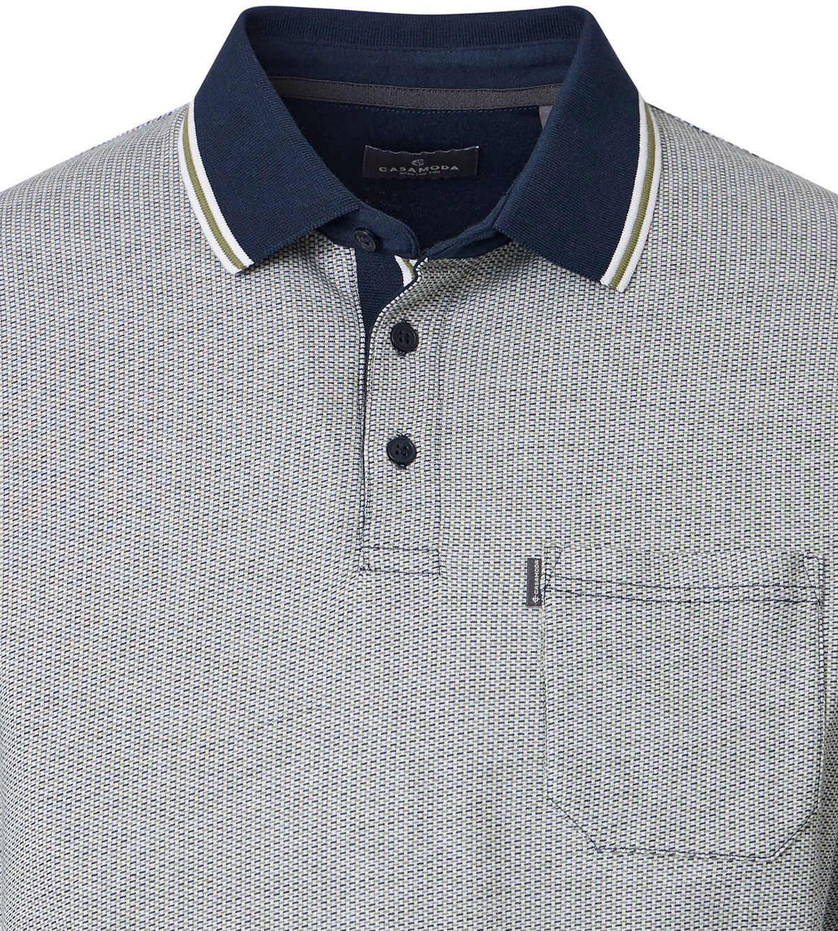 Casa Moda Poloshirt - Regular Fit - Kontrastkragen - feines Muster - grün