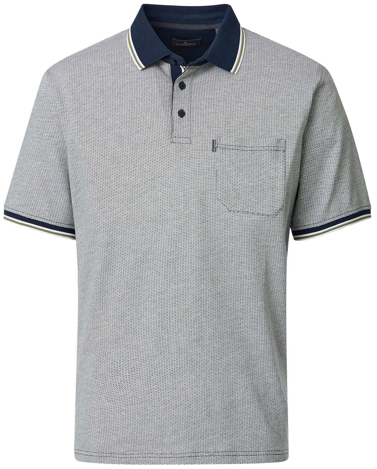 Casa Moda Poloshirt - Regular Fit - Kontrastkragen - feines Muster - grün