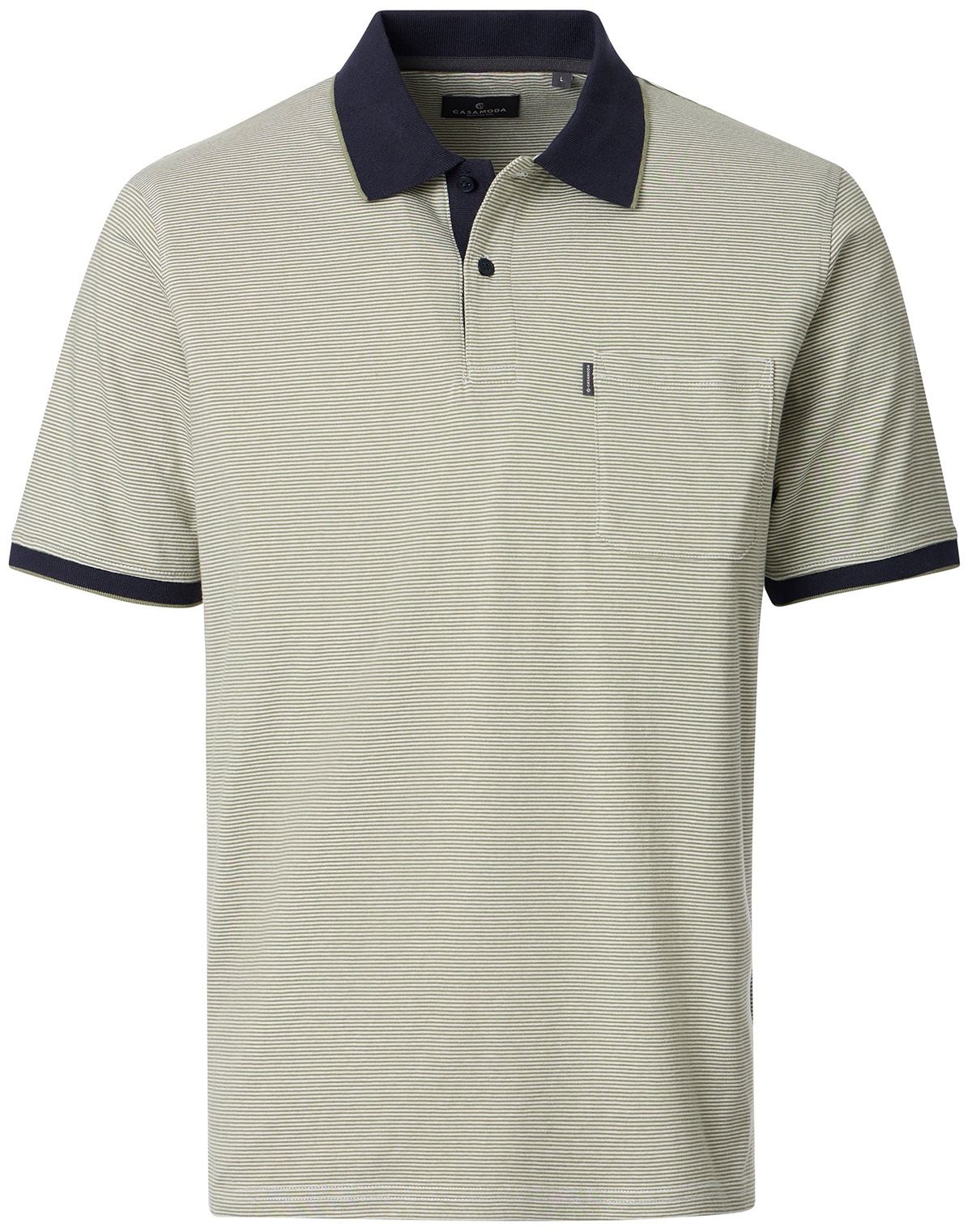 Casa Moda Poloshirt - Regular Fit - Kontrastkragen - Streifen - grün