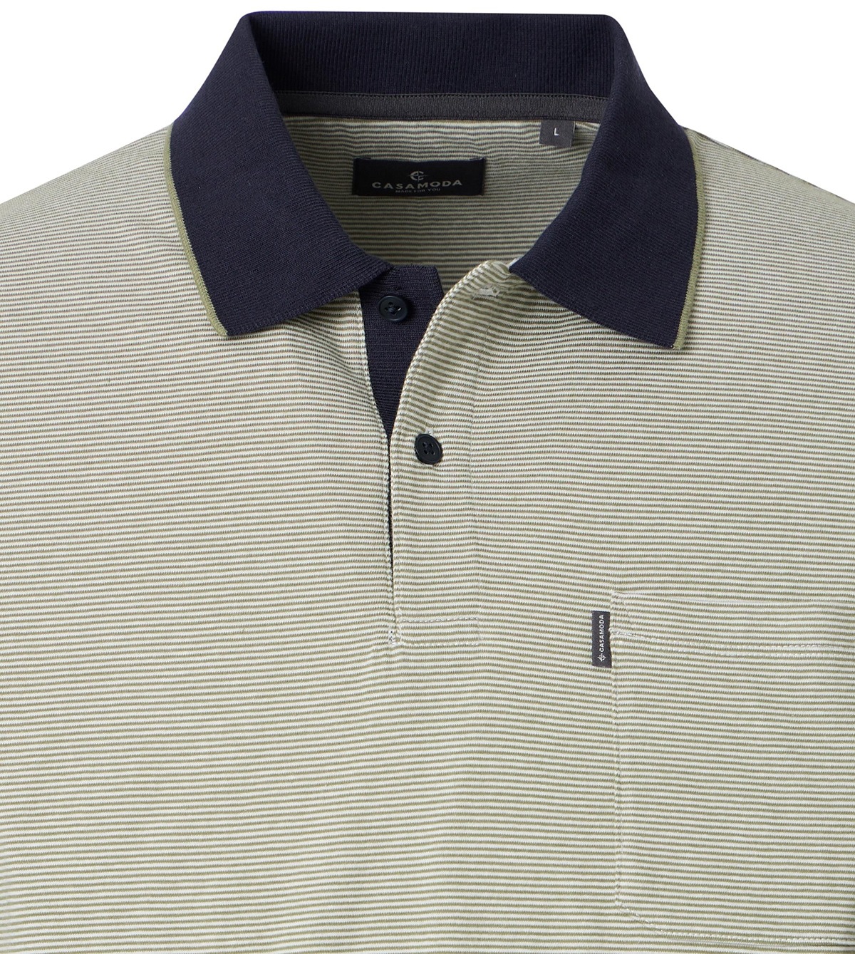 Casa Moda Poloshirt - Regular Fit - Kontrastkragen - Streifen - grün