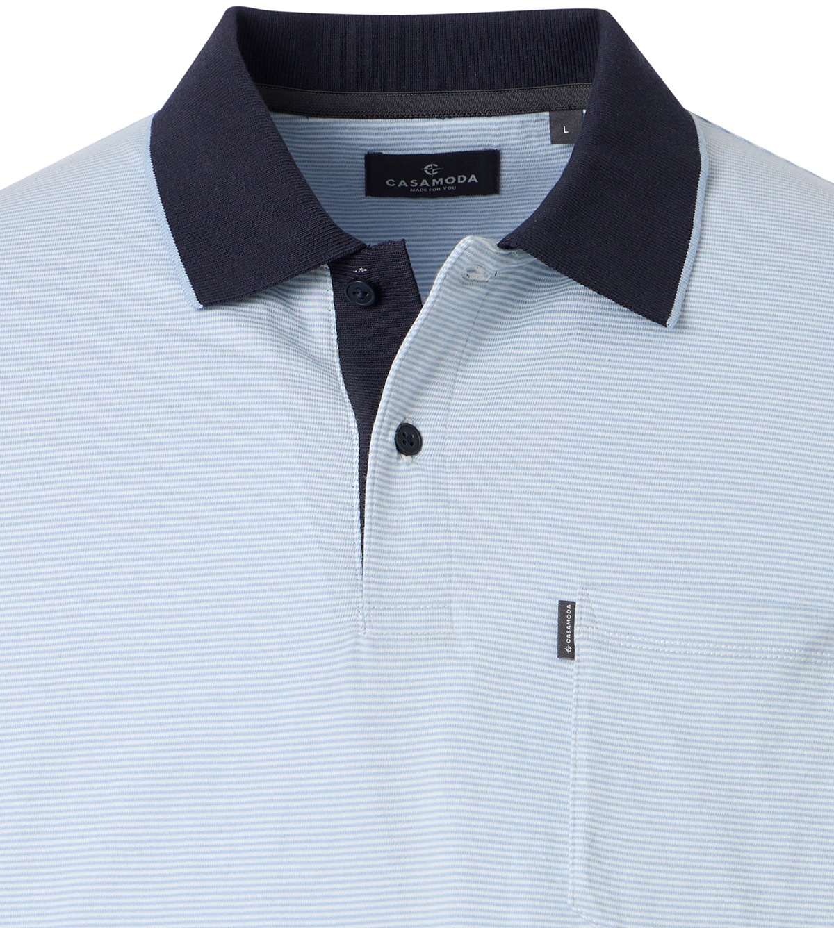 Casa Moda Polo - Regular Fit - col contrasté - rayures - bleu clair