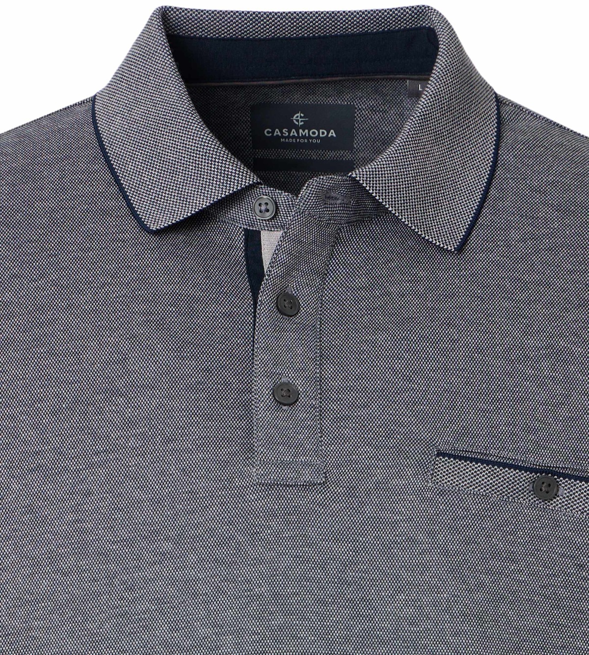 Casa Moda Poloshirt - Regular Fit - Langarm - blau