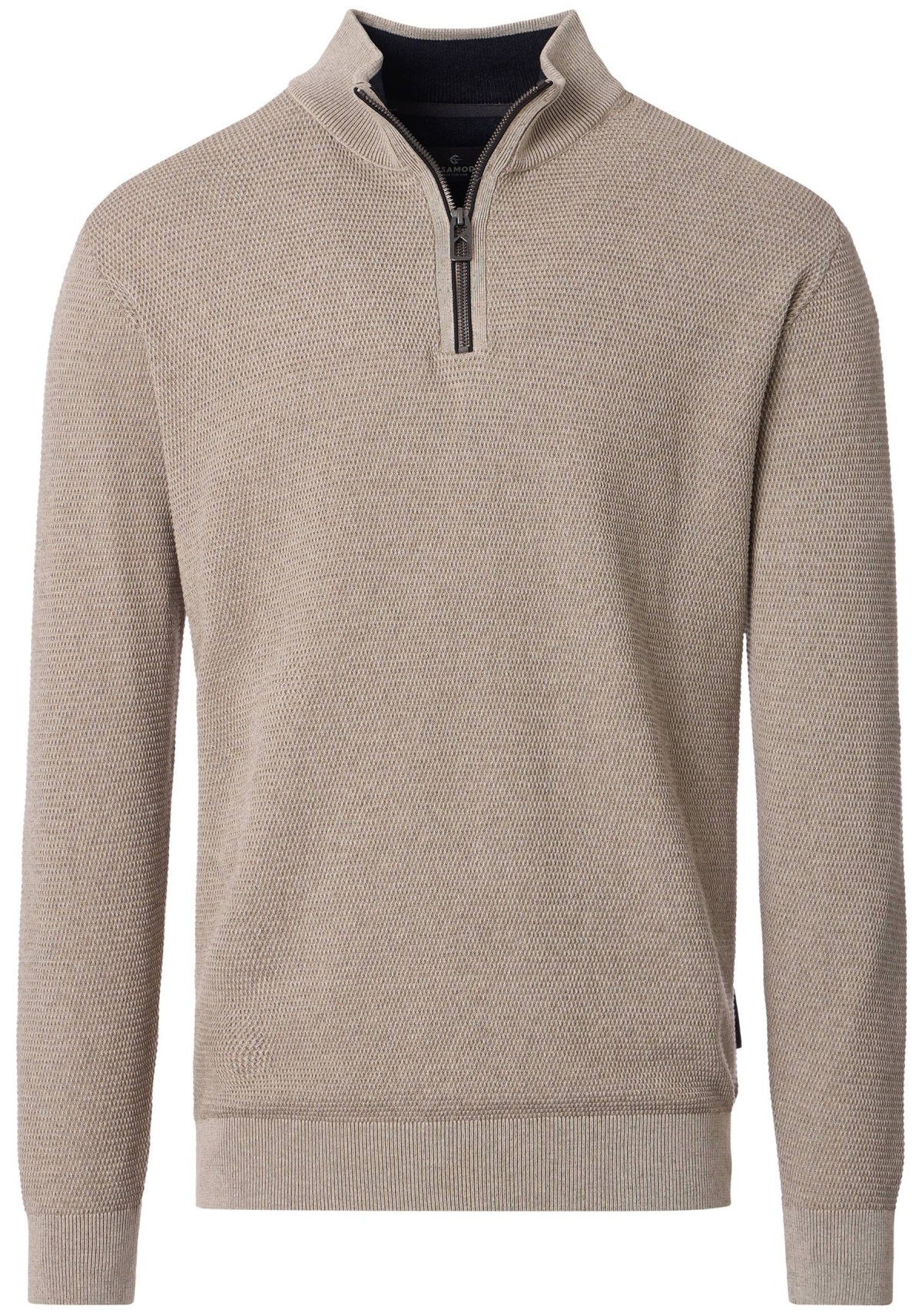 Casa Moda Sweatshirt Pullover - Troyerkragen - Struktur - beige