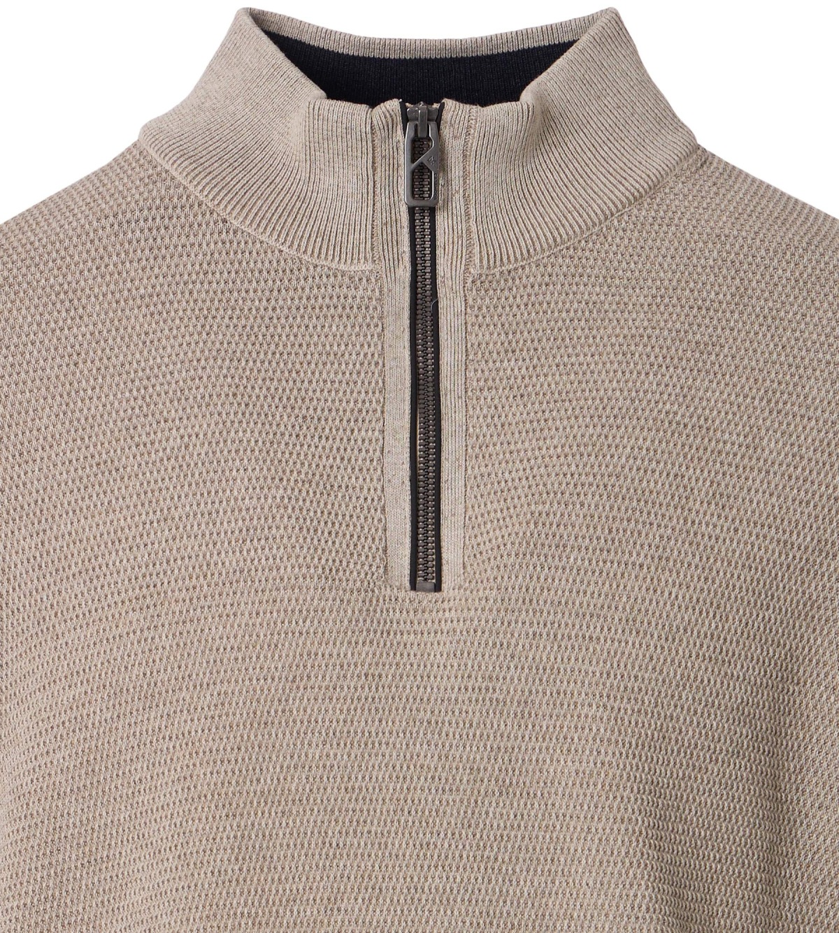 Casa Moda Sweatshirt Pullover - Troyerkragen - Struktur - beige