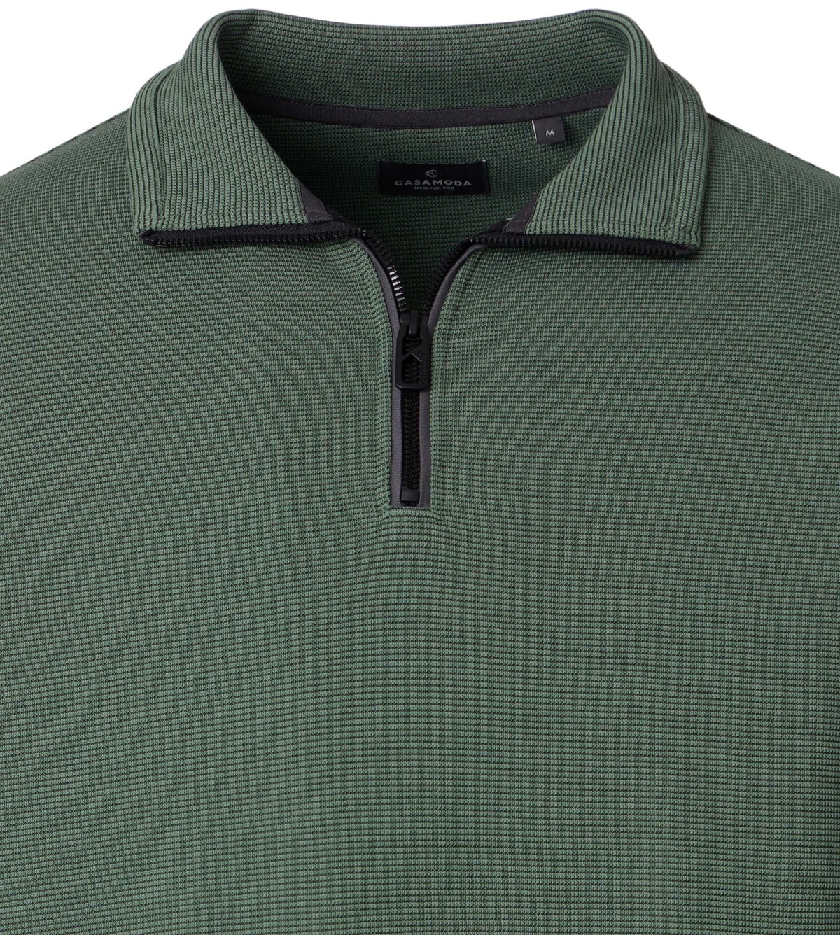 Casa Moda Sweatshirt Pullover - Troyerkragen - Struktur - grün