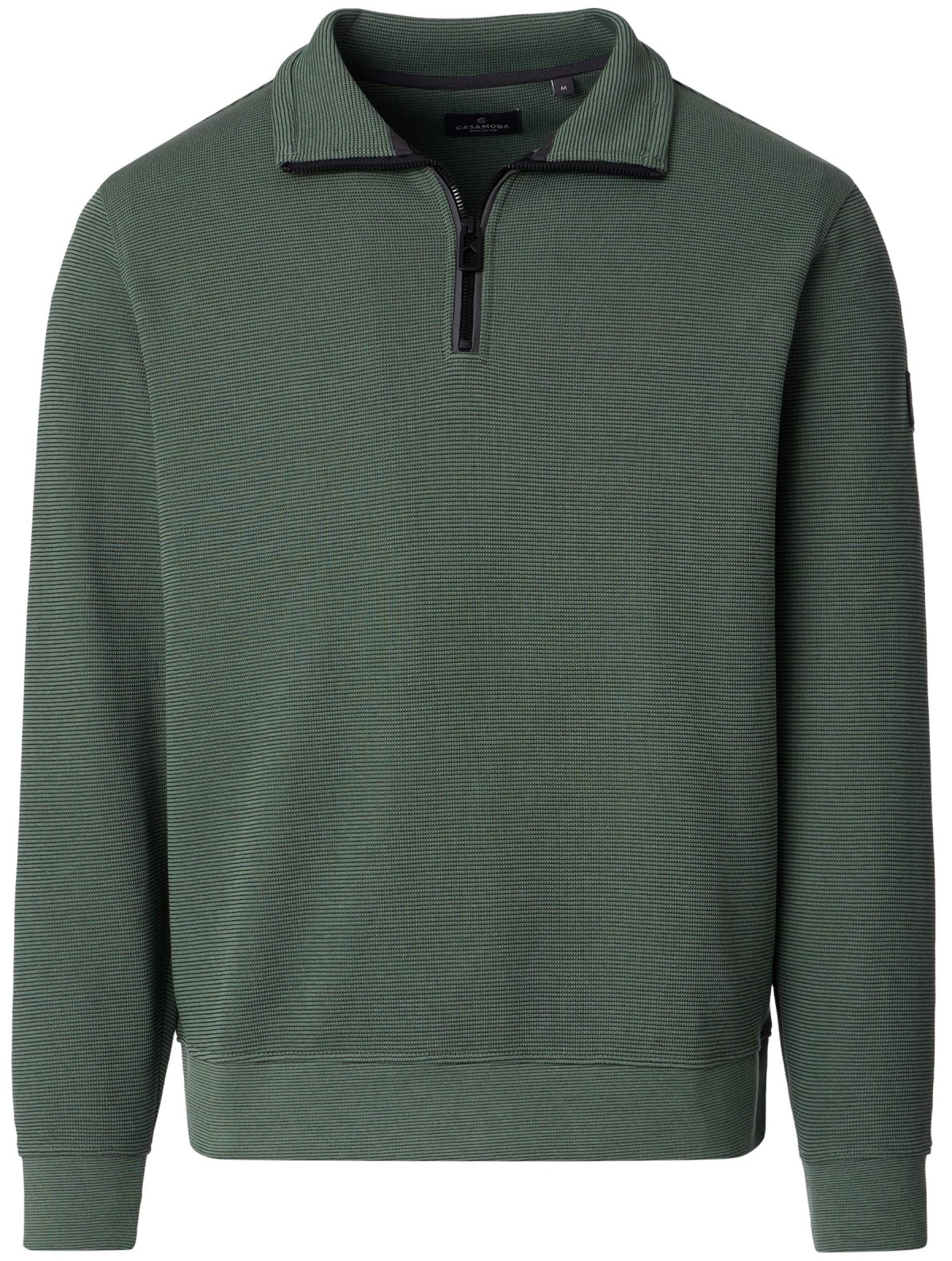 Casa Moda Sweatshirt Pullover - Troyerkragen - Struktur - grün