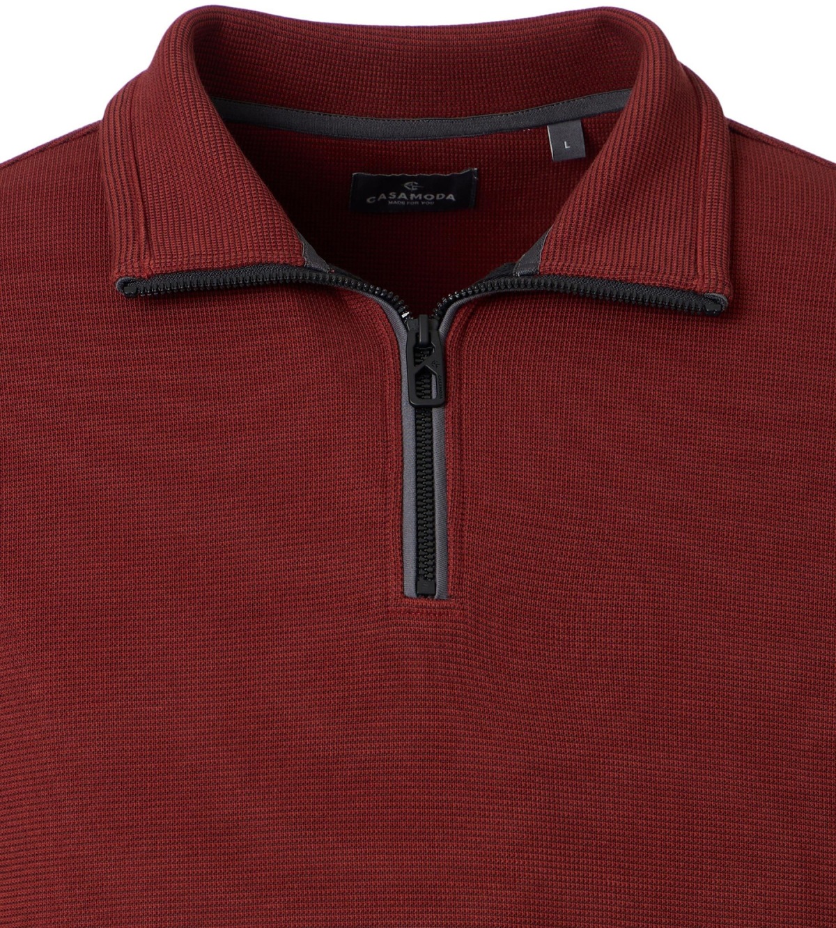 Casa Moda Sweatshirt Pullover - Troyerkragen - Struktur - rot