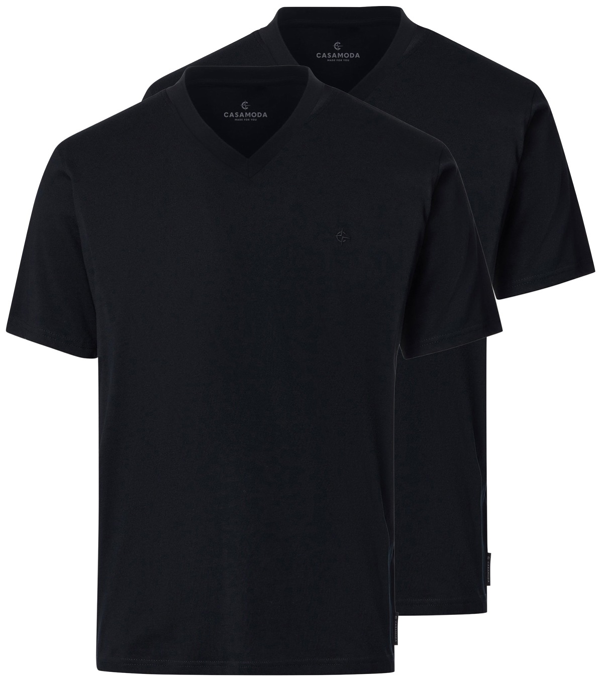 Casa Moda T-Shirt Doppelpack - V-Neck - schwarz