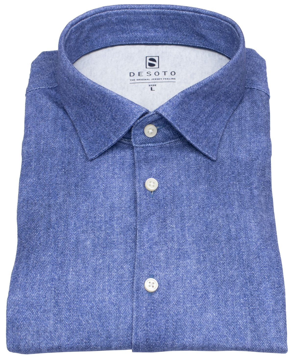 DESOTO Hemd - Slim Fit - Jersey - Kentkragen - blau