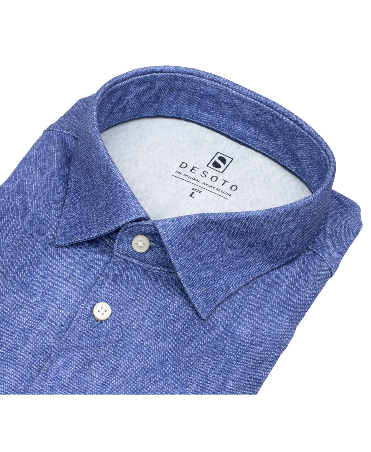 DESOTO Hemd - Slim Fit - Jersey - Kentkragen - blau