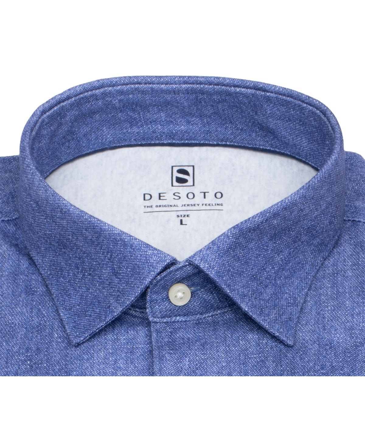 DESOTO Hemd - Slim Fit - Jersey - Kentkragen - blau