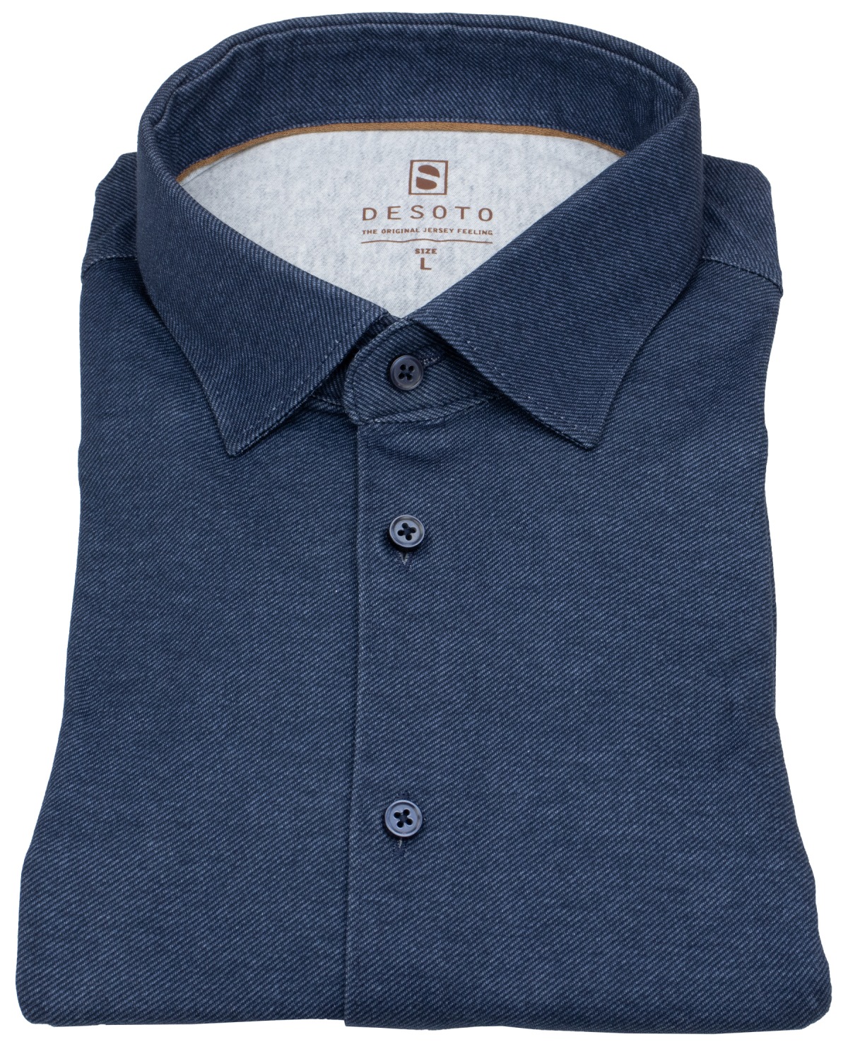 DESOTO Hemd - Slim Fit - Jersey - Kentkragen - dunkelblau