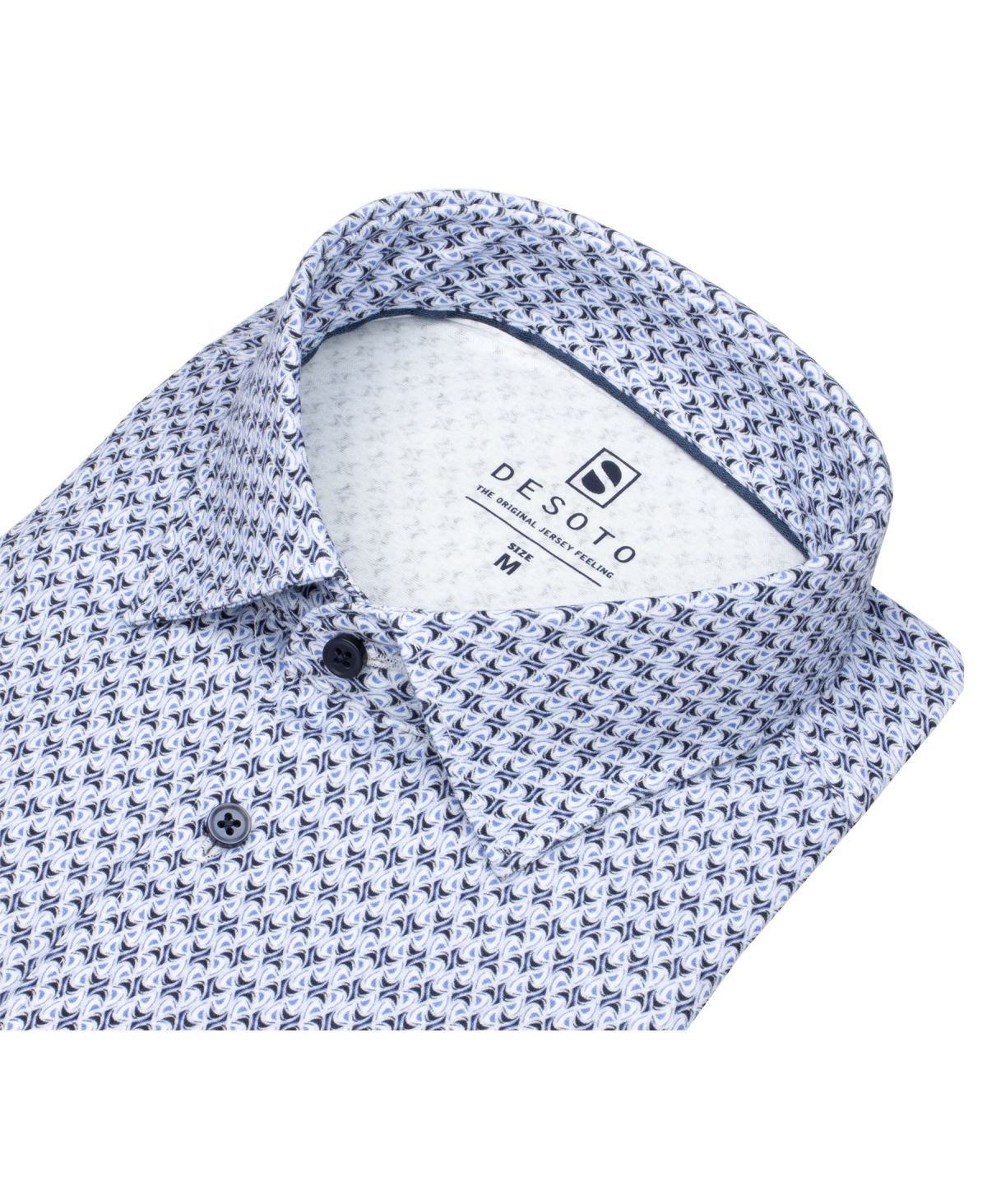 DESOTO Hemd - Slim Fit - Jersey - Kentkragen - Print - hellblau / dunkelblau